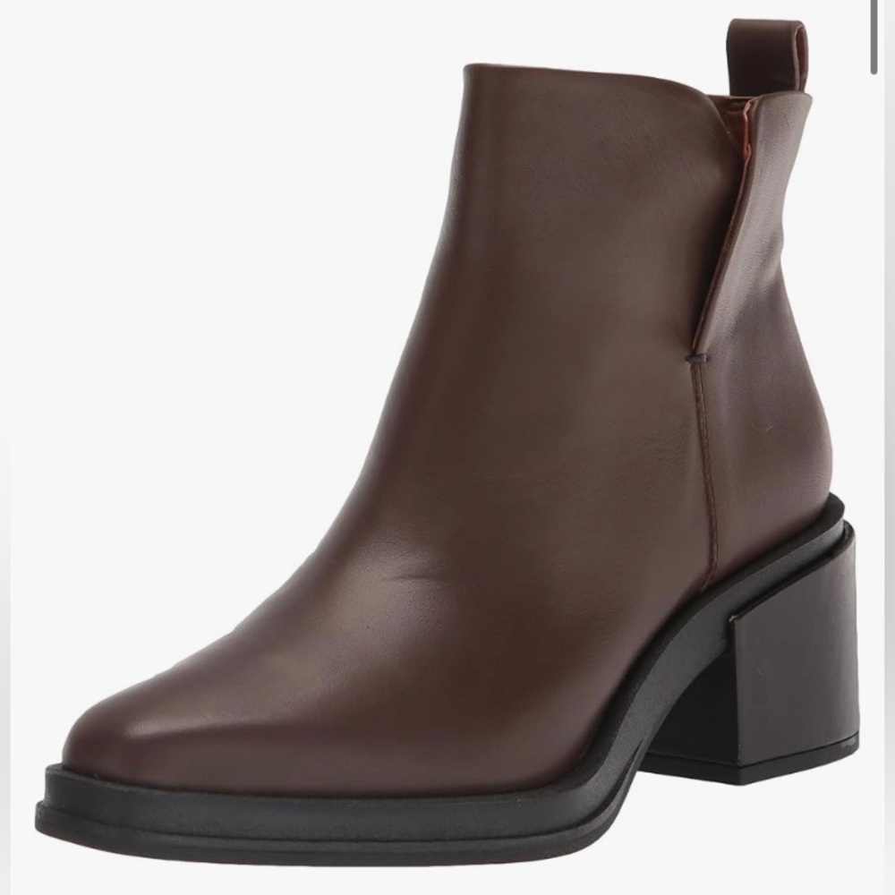 Franco Sarto Dalden Ankle Boot Umber Brown Leather - Block Heel Pointed Toe Boot